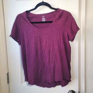 George Women's T-shirt Large Burgundy High Low Casual Top